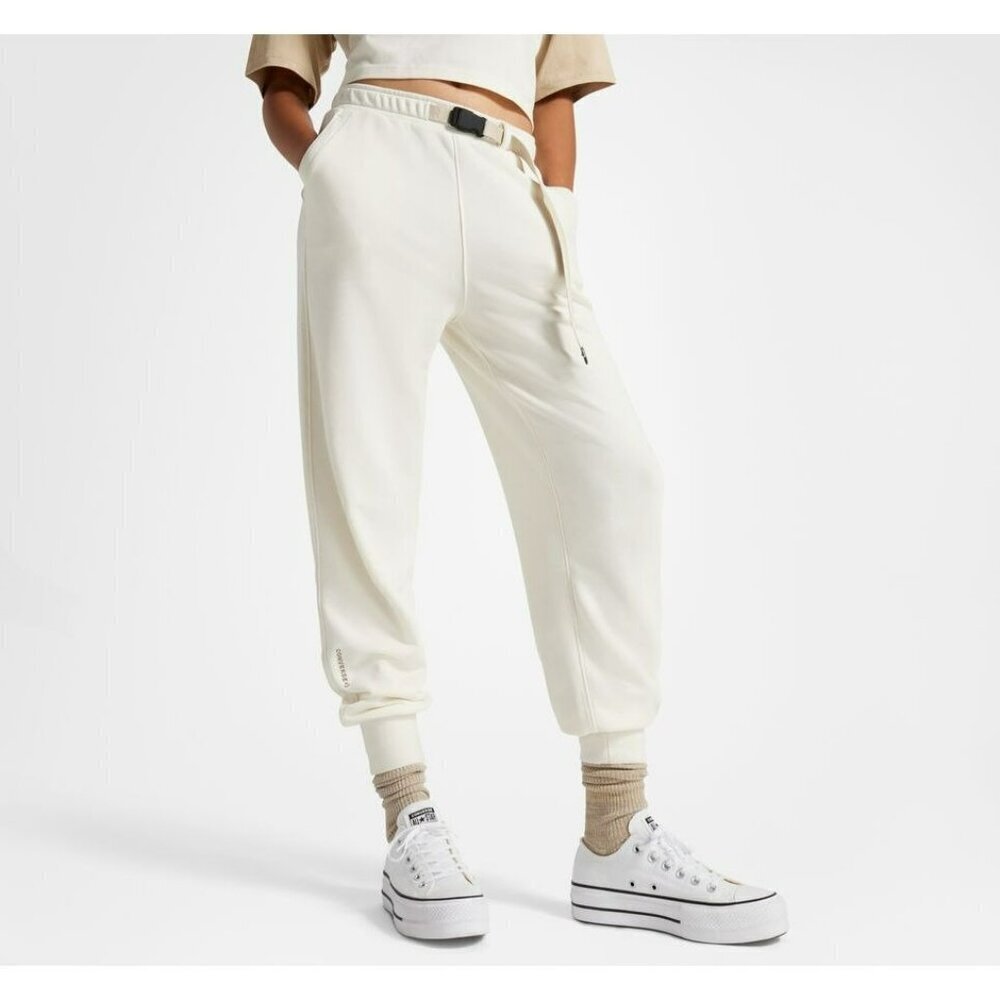 Converse Wordmark Fleece Pants Egret Size Small NWT